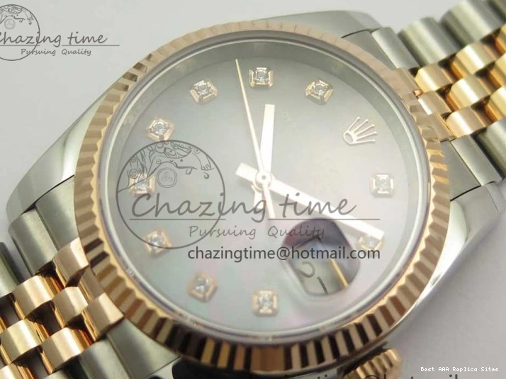 Best AAA Replica Sites 116231 Bracelet Diam on GMF Dial Wrapped 904 3274 SS RG Black FashionForward 36mm SS Wrapped Jubilee A DateJust MOP RG 0121